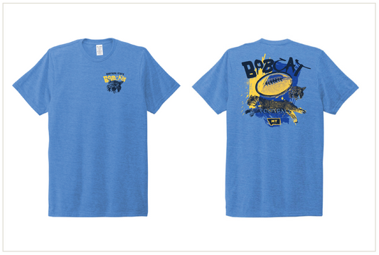 Blue Retro Bobcat Football Tee